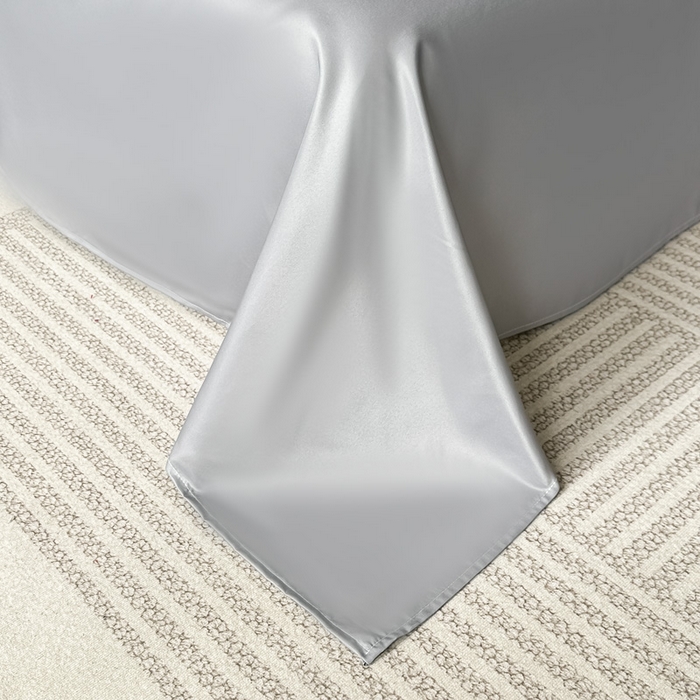 91家纺网 家纺一手货源 找家纺 凯美家居 2025新款法式风水洗真丝提花工艺四件套 叶琉璃 浅灰