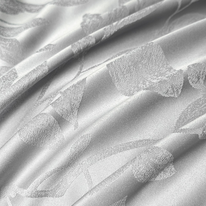 91家纺网 家纺一手货源 找家纺 凯美家居 2025新款法式风水洗真丝提花工艺四件套 叶琉璃 浅灰