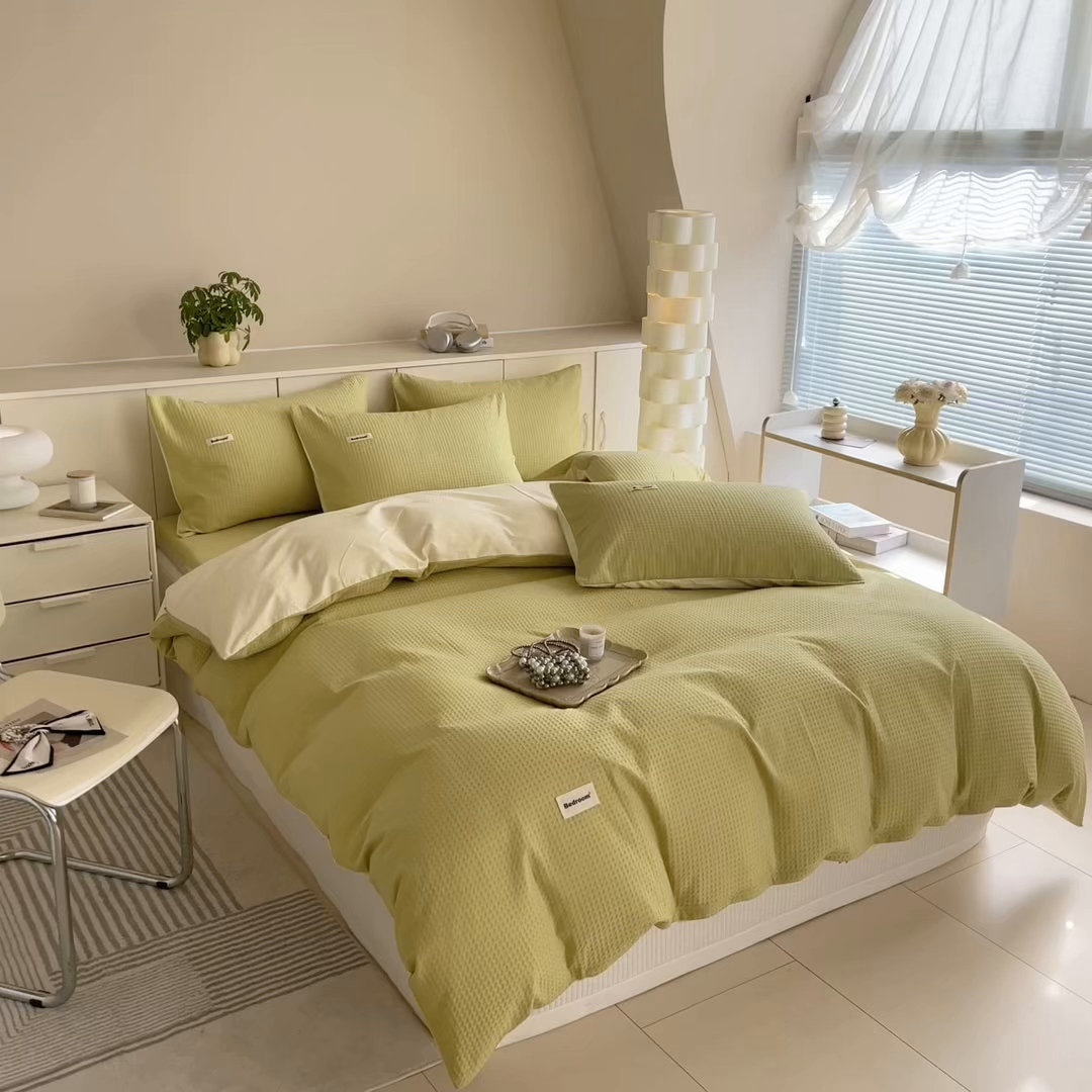 91家纺网 家纺一手货源 找家纺 （总）眠博士 2025新款全棉纯棉华夫格床垫套四件套