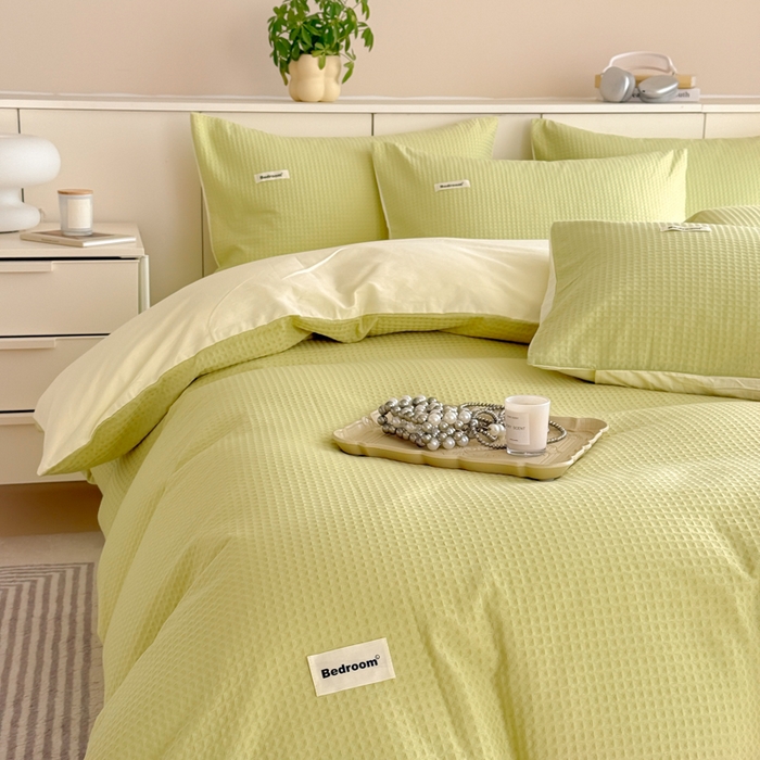 91家纺网 家纺一手货源 找家纺 （总）眠博士 2025新款全棉纯棉华夫格床垫套四件套