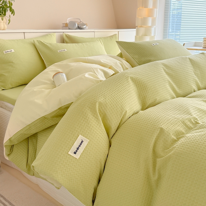 91家纺网 家纺一手货源 找家纺 （总）眠博士 2025新款全棉纯棉华夫格床垫套四件套