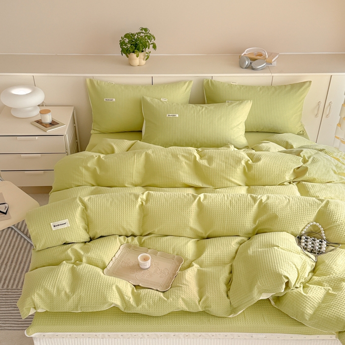 91家纺网 家纺一手货源 找家纺 （总）眠博士 2025新款全棉纯棉华夫格床垫套四件套