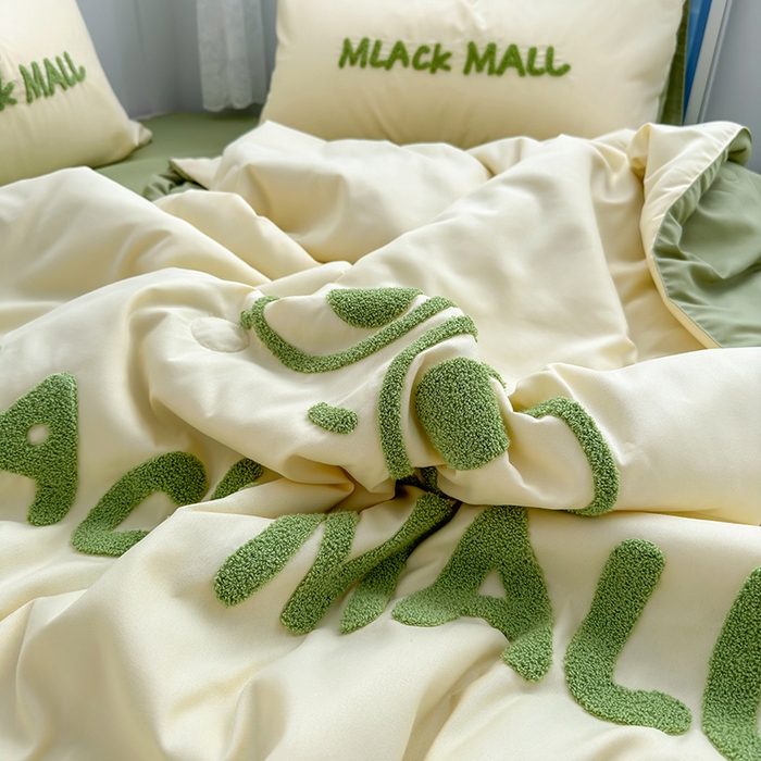 91家纺网 家纺一手货源 找家纺 曼谷家纺 2025新款水洗棉超软毛巾绣夏被直播热款 煤球-芝士绿