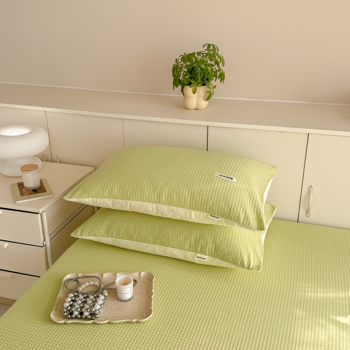 91家纺网 家纺一手货源 找家纺 （总）眠博士 2025新款全棉纯棉华夫格床垫套四件套