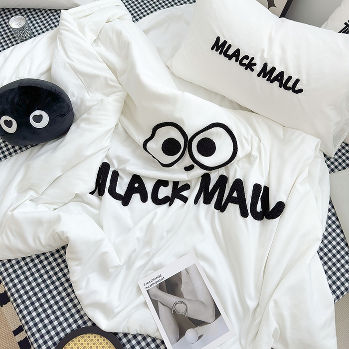 91家纺网 家纺一手货源 找家纺 曼谷家纺 2025新款水洗棉超软毛巾绣夏被直播热款 煤球-小黑