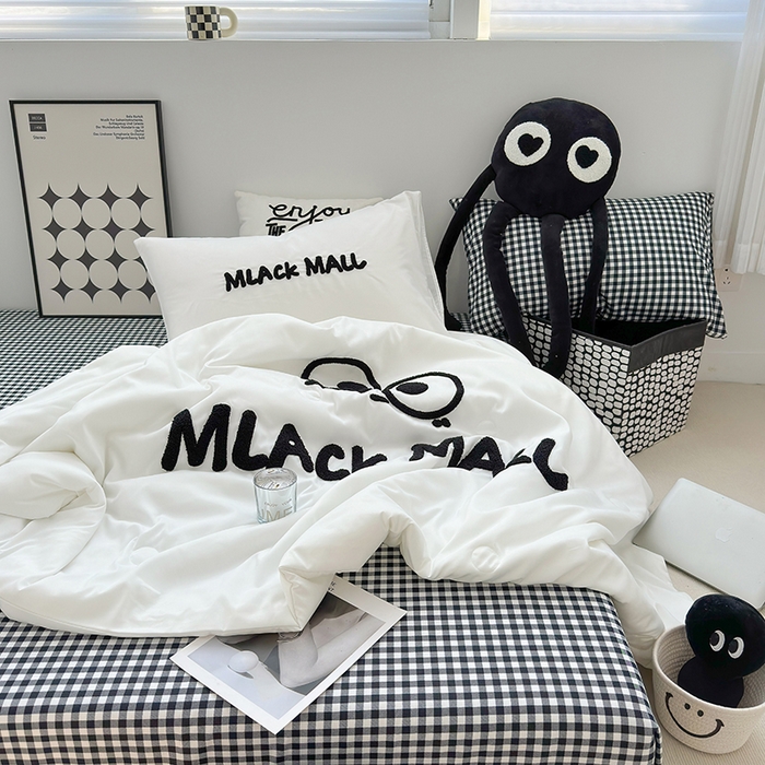 91家纺网 家纺一手货源 找家纺 曼谷家纺 2025新款水洗棉超软毛巾绣夏被直播热款 煤球-小黑