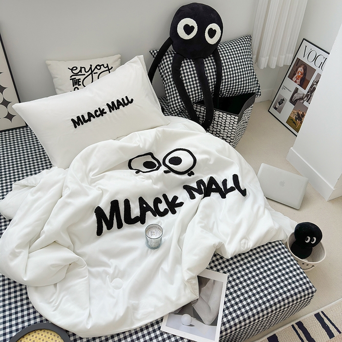 91家纺网 家纺一手货源 找家纺 曼谷家纺 2025新款水洗棉超软毛巾绣夏被直播热款 煤球-小黑