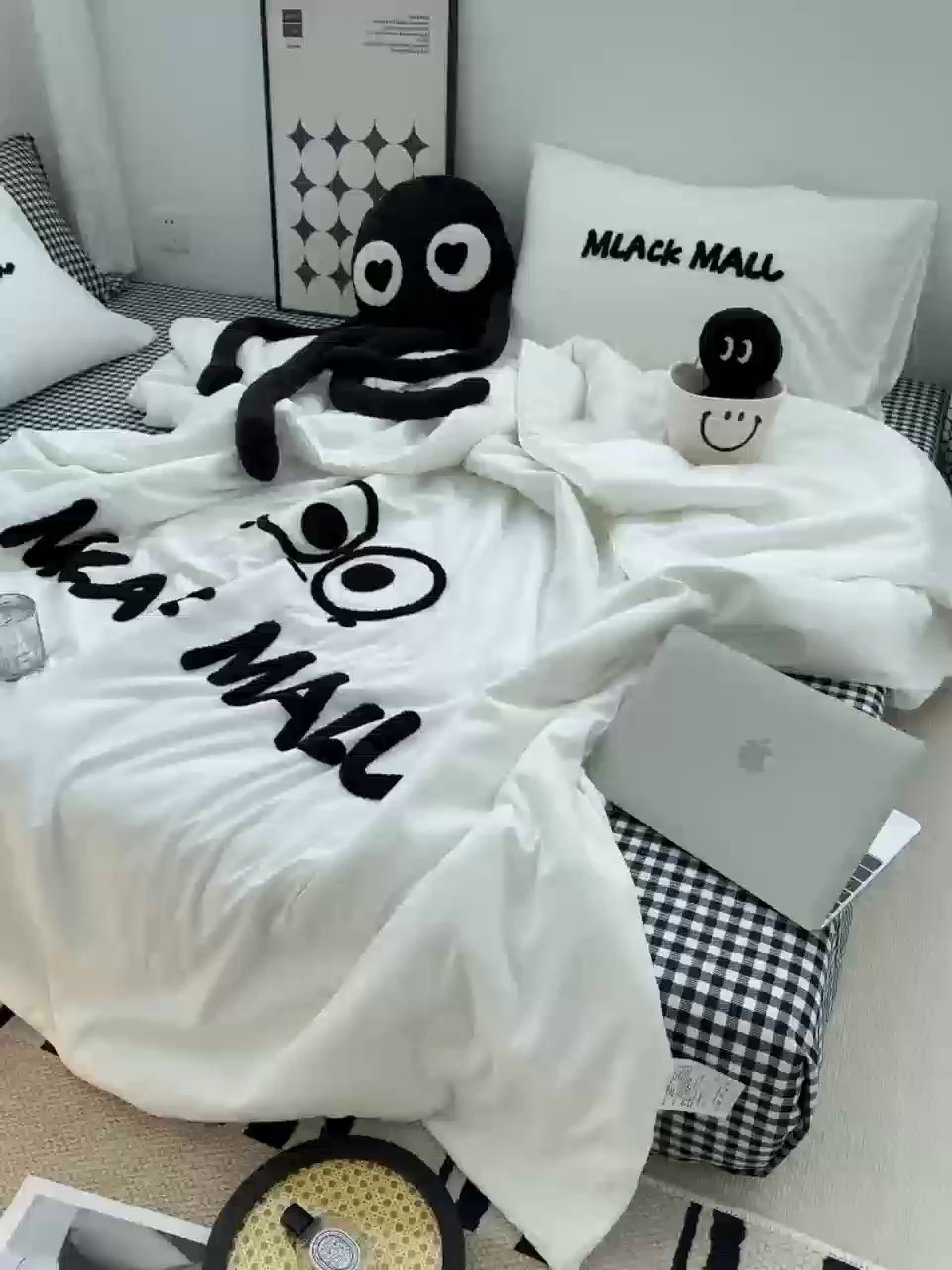 91家纺网 家纺一手货源 找家纺 曼谷家纺 2025新款水洗棉超软毛巾绣夏被直播热款 煤球-小黑