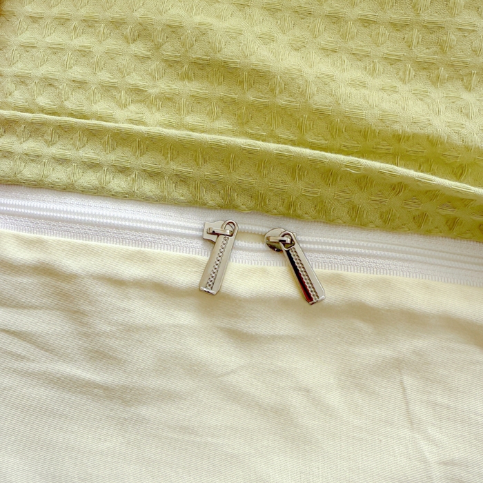 91家纺网 家纺一手货源 找家纺 眠博士 2025新款全棉纯棉华夫格床垫套四件套 华夫格床垫套 套件 果绿