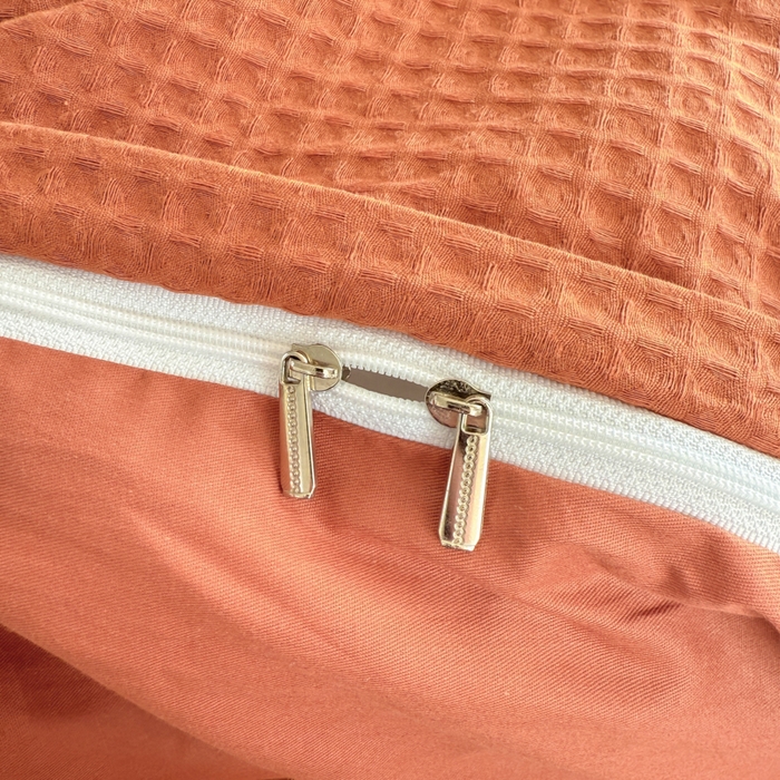 91家纺网 家纺一手货源 找家纺 眠博士 2025新款全棉纯棉华夫格床垫套四件套 华夫格床垫套 套件 焦糖