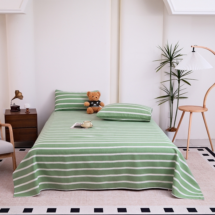 91家纺网 家纺一手货源 找家纺 推推家纺 2025新款lucky老粗布床单凉席席子 雅致绿