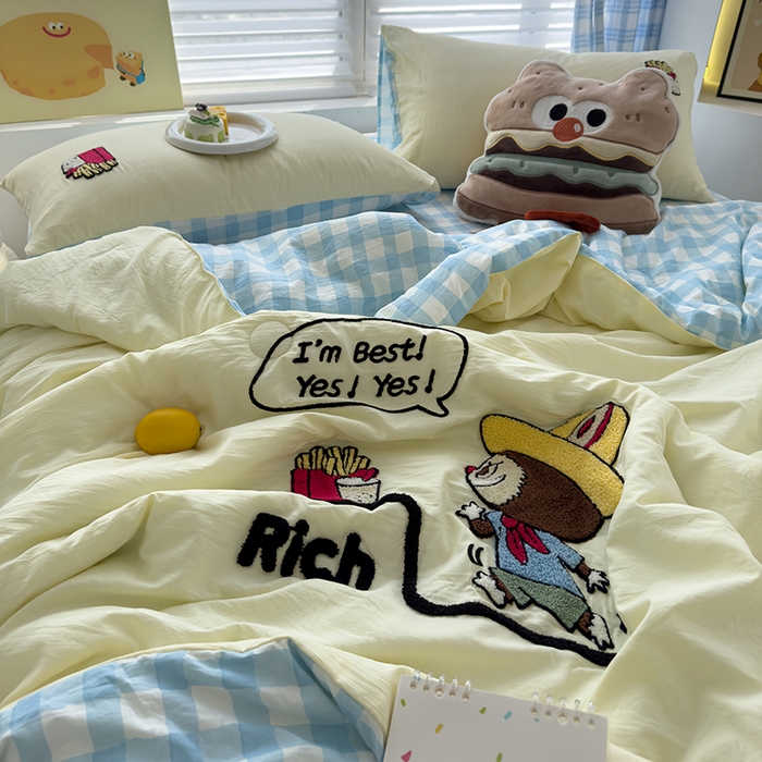 91家纺网 家纺一手货源 找家纺 曼谷家纺 2025新款水洗棉超软毛巾绣夏被直播热款 布拉拉-芝士兰格