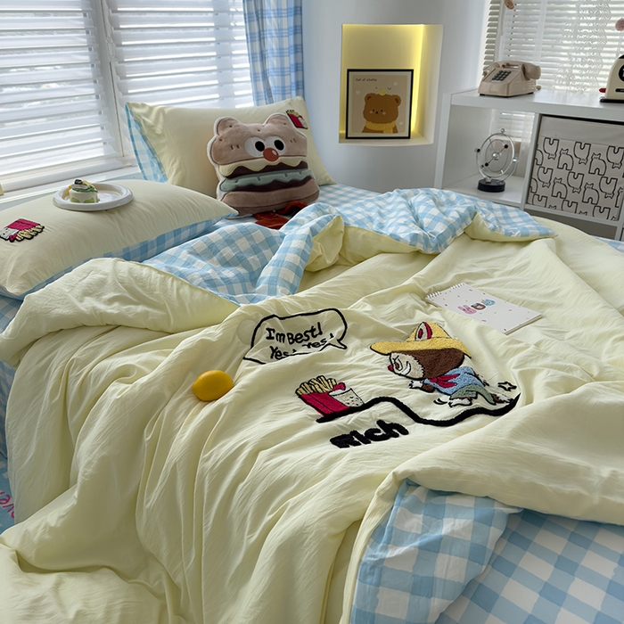 91家纺网 家纺一手货源 找家纺 曼谷家纺 2025新款水洗棉超软毛巾绣夏被直播热款 布拉拉-芝士兰格