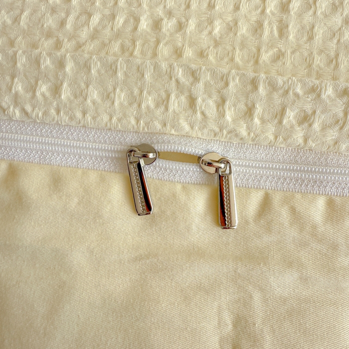 91家纺网 家纺一手货源 找家纺 眠博士 2025新款全棉纯棉华夫格床垫套四件套 华夫格床垫套 套件 珍珠白