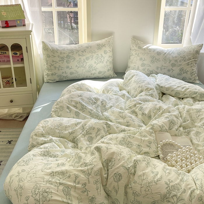 91家纺网 家纺一手货源 找家纺 贝扬思家纺 2025新款云感提花双层纱三件套-四件套-风格一 海像森林