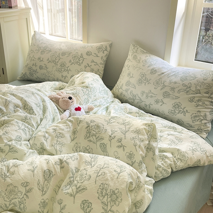 91家纺网 家纺一手货源 找家纺 贝扬思家纺 2025新款云感提花双层纱三件套-四件套-风格二 海像森林