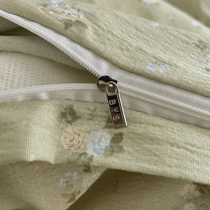 91家纺网 家纺一手货源 找家纺 贝扬思家纺 2025新款云感提花双层纱三件套-四件套-风格一 落日暮年-绿