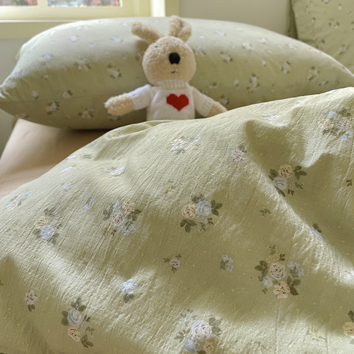 91家纺网 家纺一手货源 找家纺 贝扬思家纺 2025新款云感提花双层纱三件套-四件套-风格一 落日暮年-绿