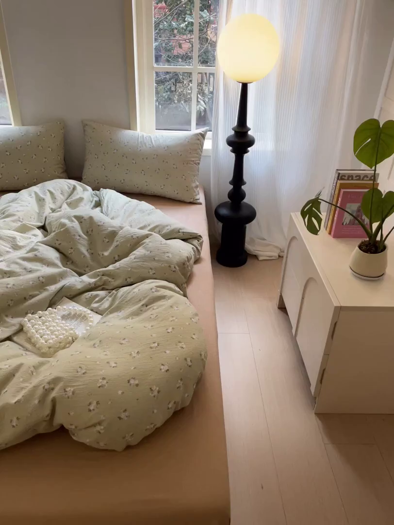 91家纺网 家纺一手货源 找家纺 贝扬思家纺 2025新款云感提花双层纱三件套-四件套-风格一 落日暮年-绿