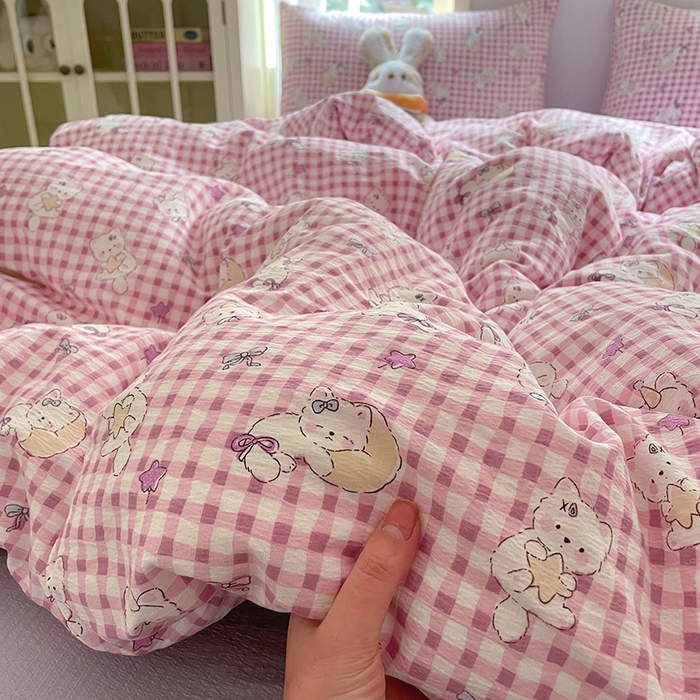 91家纺网 家纺一手货源 找家纺 贝扬思家纺 2025新款云感提花双层纱三件套-四件套-风格一 猫猫晚宴