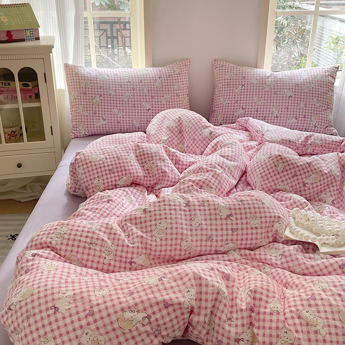 91家纺网 家纺一手货源 找家纺 贝扬思家纺 2025新款云感提花双层纱三件套-四件套-风格二 猫猫晚宴