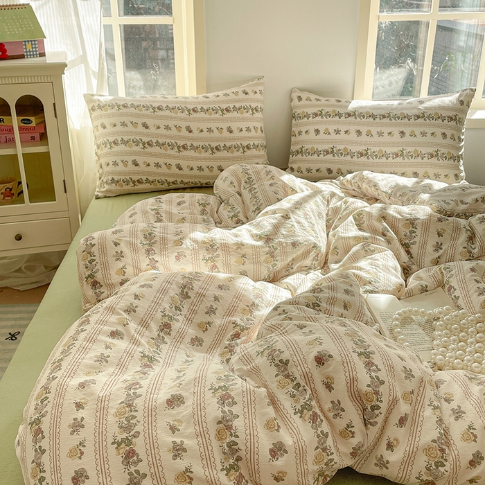 91家纺网 家纺一手货源 找家纺 贝扬思家纺 2025新款云感提花双层纱三件套-四件套-风格二 玫瑰哒