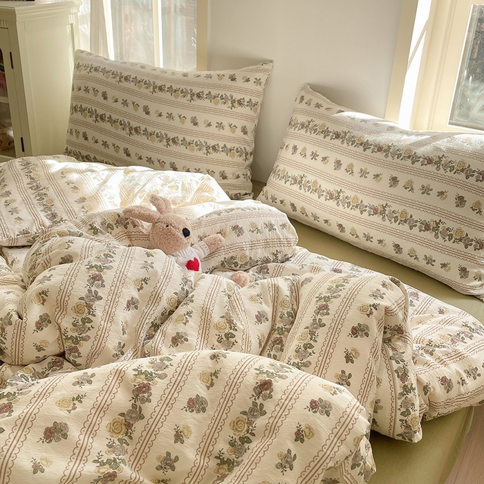 91家纺网 家纺一手货源 找家纺 贝扬思家纺 2025新款云感提花双层纱三件套-四件套-风格二 玫瑰哒