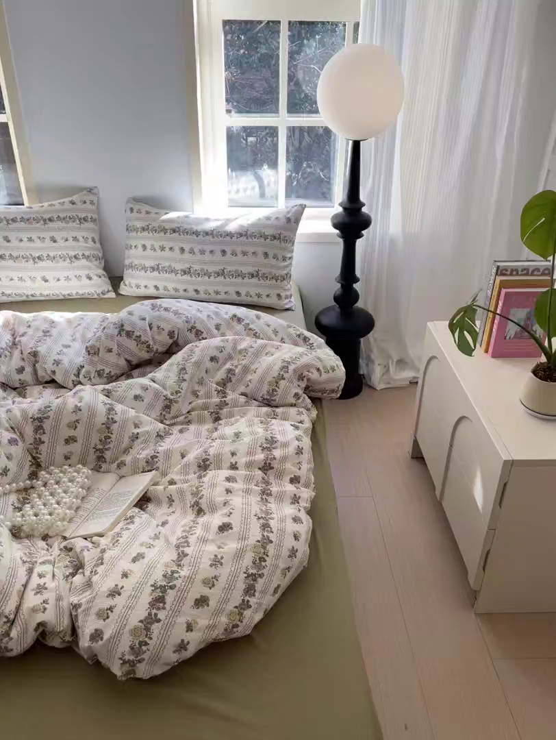 91家纺网 家纺一手货源 找家纺 贝扬思家纺 2025新款云感提花双层纱三件套-四件套-风格二 玫瑰哒