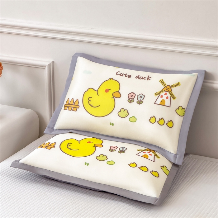 兄弟坊 2025新款大版碳光冰丝儿童枕头午睡枕学生枕头枕芯幼儿园枕头枕套 冰丝枕头-从鸭探险
