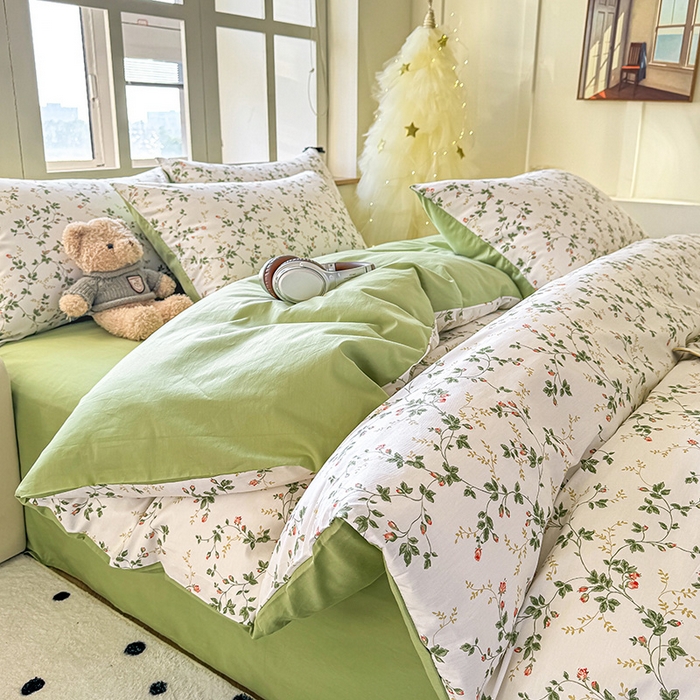 91家纺网 家纺一手货源 找家纺 芊寻家居 2025新款13372全棉印花系列单被套 兰黛 绿