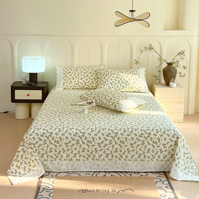 91家纺网 家纺一手货源 找家纺 （总）春皖家纺 2025春夏新款老粗布花边款凉席席子单床单 床单单件