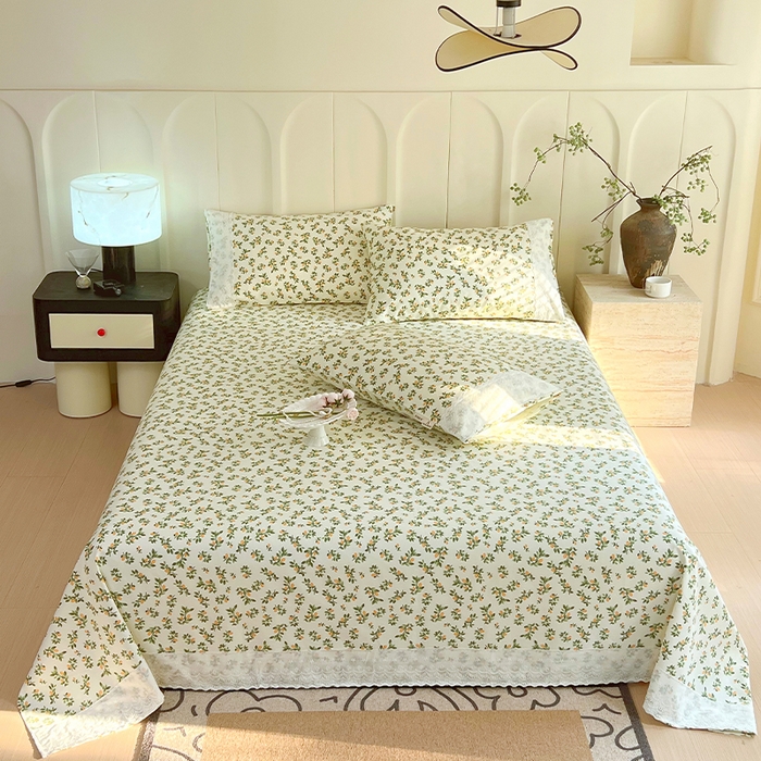 91家纺网 家纺一手货源 找家纺 （总）春皖家纺 2025春夏新款老粗布花边款凉席席子单床单 床单单件