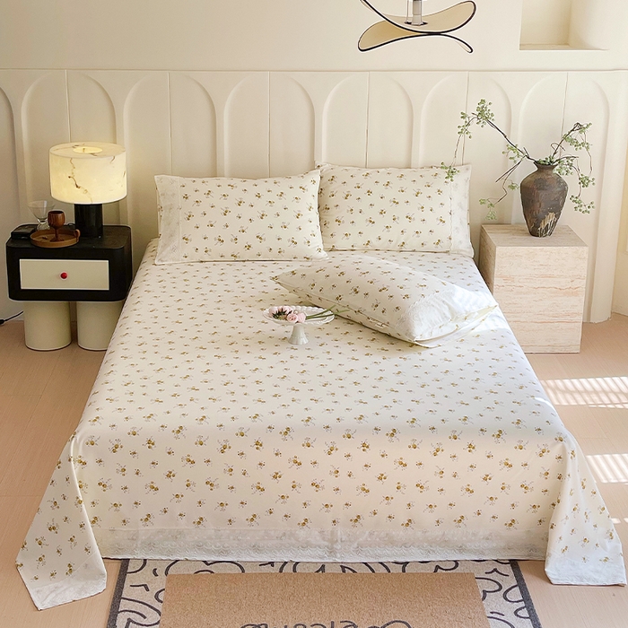 91家纺网 家纺一手货源 找家纺 （总）春皖家纺 2025春夏新款老粗布花边款凉席席子单床单 床单单件