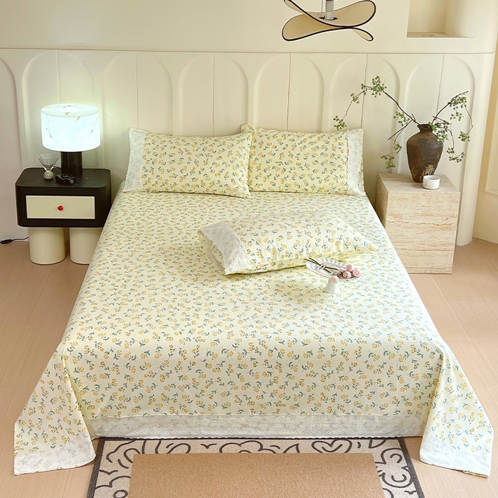 91家纺网 家纺一手货源 找家纺 （总）春皖家纺 2025春夏新款老粗布花边款凉席席子单床单 床单单件