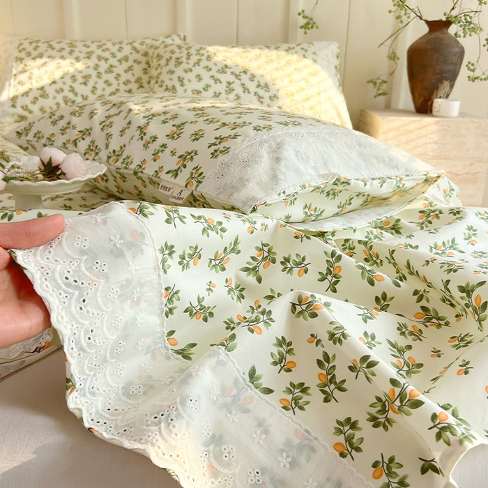 91家纺网 家纺一手货源 找家纺 春皖家纺 2025春夏新款老粗布花边款凉席席子单床单 床单单件 花边-翠林音