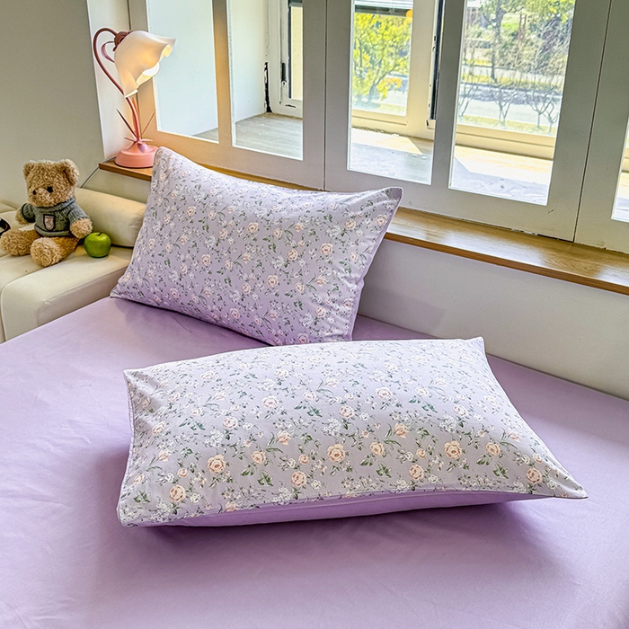 91家纺网 家纺一手货源 找家纺 芊寻家居 2025新款13372全棉印花系列单被套 茉莉清雨 紫