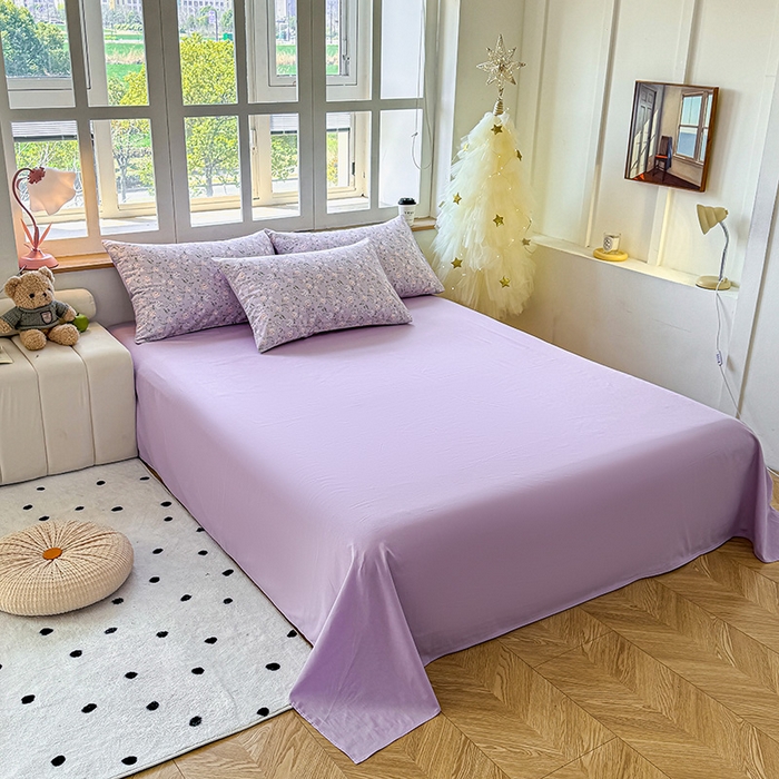 91家纺网 家纺一手货源 找家纺 芊寻家居 2025新款13372全棉印花系列单被套 茉莉清雨 紫