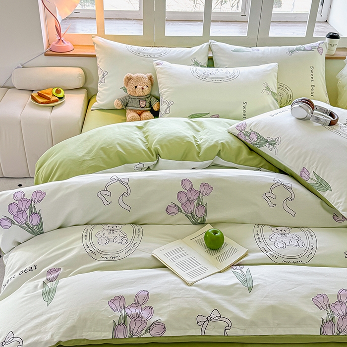 91家纺网 家纺一手货源 找家纺 芊寻家居 2025新款13372全棉印花系列单被套 雅姿