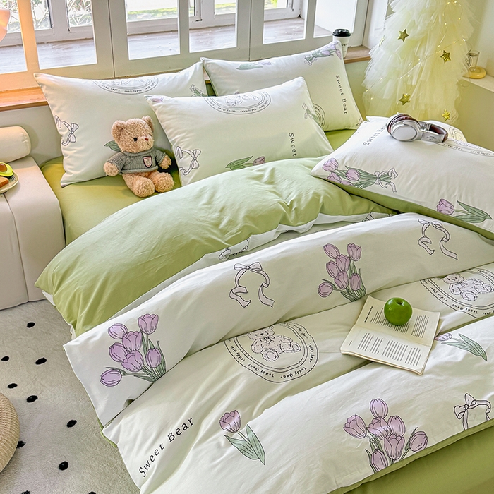 91家纺网 家纺一手货源 找家纺 芊寻家居 2025新款13372全棉印花系列单被套 雅姿