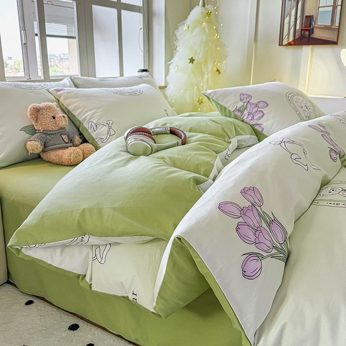 91家纺网 家纺一手货源 找家纺 芊寻家居 2025新款13372全棉印花系列单被套 雅姿