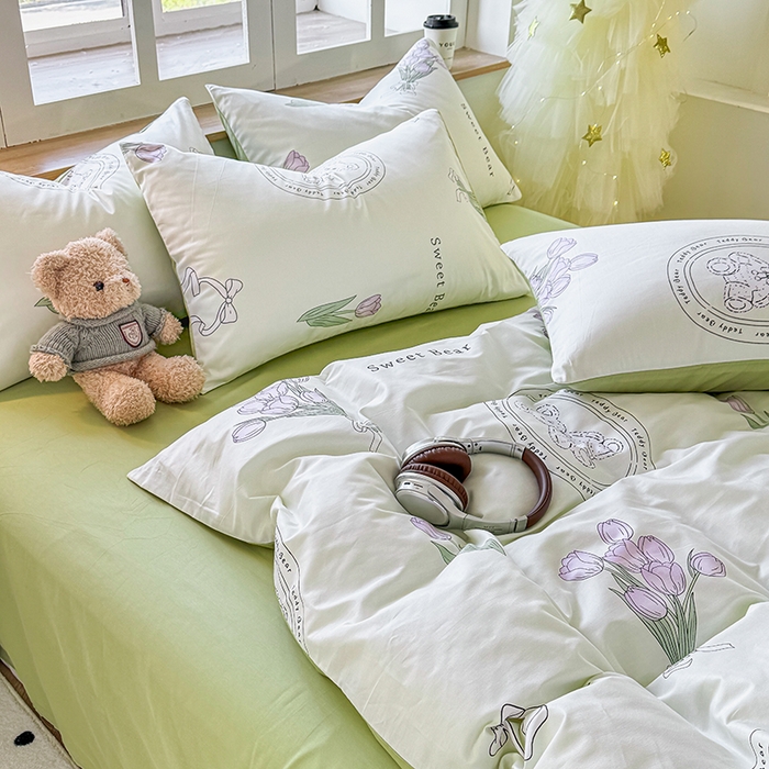 91家纺网 家纺一手货源 找家纺 芊寻家居 2025新款13372全棉印花系列单被套 雅姿