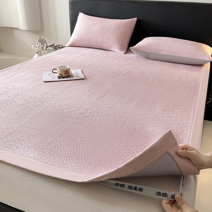 91家纺网 家纺一手货源 找家纺 雅居纺家纺 2025春夏新款提花星空凉感席凉席席子 星空-粉 床席款