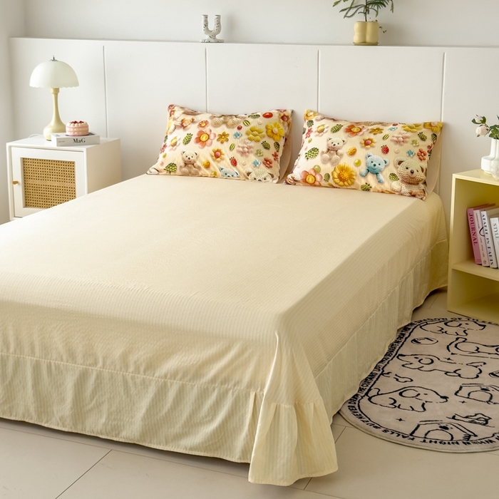 91家纺网 家纺一手货源 找家纺 （总）绒裕家纺 2025春夏新款新品直播爆款推荐5D立体双层纱小清新四件套单被套宿舍三件套