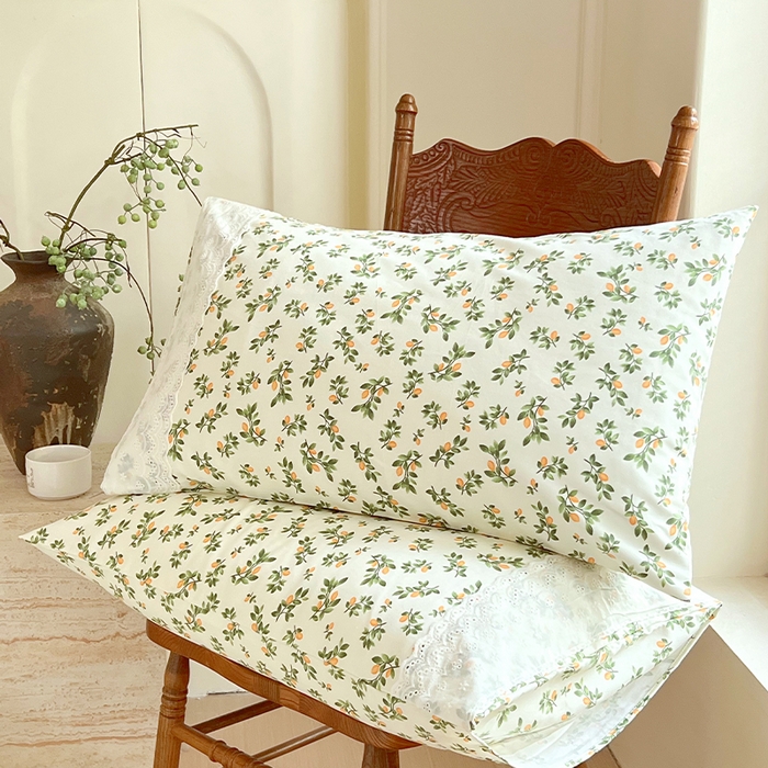 91家纺网 家纺一手货源 找家纺 （总）春皖家纺 2025春夏新款老粗布花边款单枕套 枕套单件