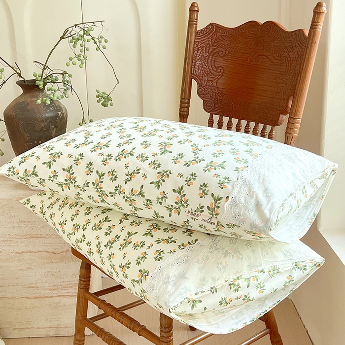 91家纺网 家纺一手货源 找家纺 （总）春皖家纺 2025春夏新款老粗布花边款单枕套 枕套单件