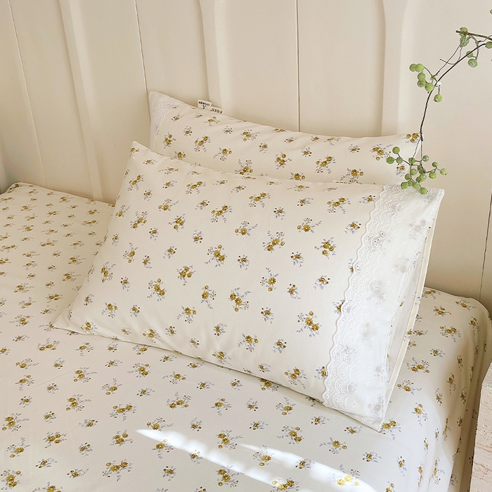 91家纺网 家纺一手货源 找家纺 （总）春皖家纺 2025春夏新款老粗布花边款单枕套 枕套单件