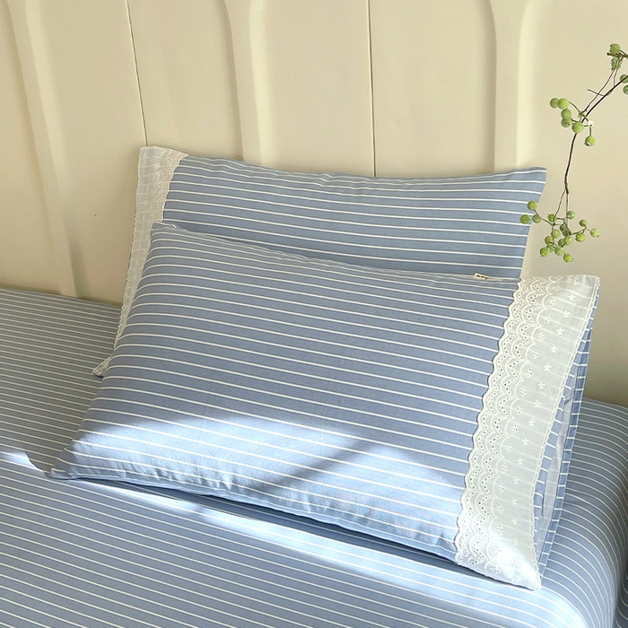 91家纺网 家纺一手货源 找家纺 （总）春皖家纺 2025春夏新款老粗布花边款单枕套 枕套单件