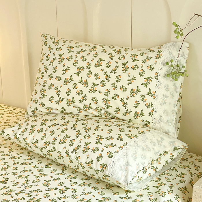 91家纺网 家纺一手货源 找家纺 春皖家纺 2025春夏新款老粗布花边款单枕套 枕套单件 花边-翠林音