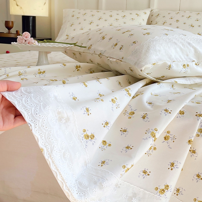 91家纺网 家纺一手货源 找家纺 春皖家纺 2025春夏新款老粗布花边款单枕套 枕套单件 花边-倩影米