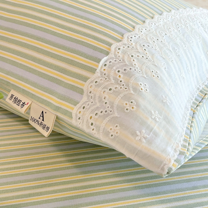 91家纺网 家纺一手货源 找家纺 春皖家纺 2025春夏新款老粗布花边款单枕套 枕套单件 花边-琴南